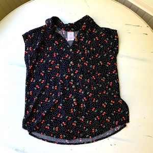 Rockabilly Retro Short-Sleeve Cherries Blouse - Small